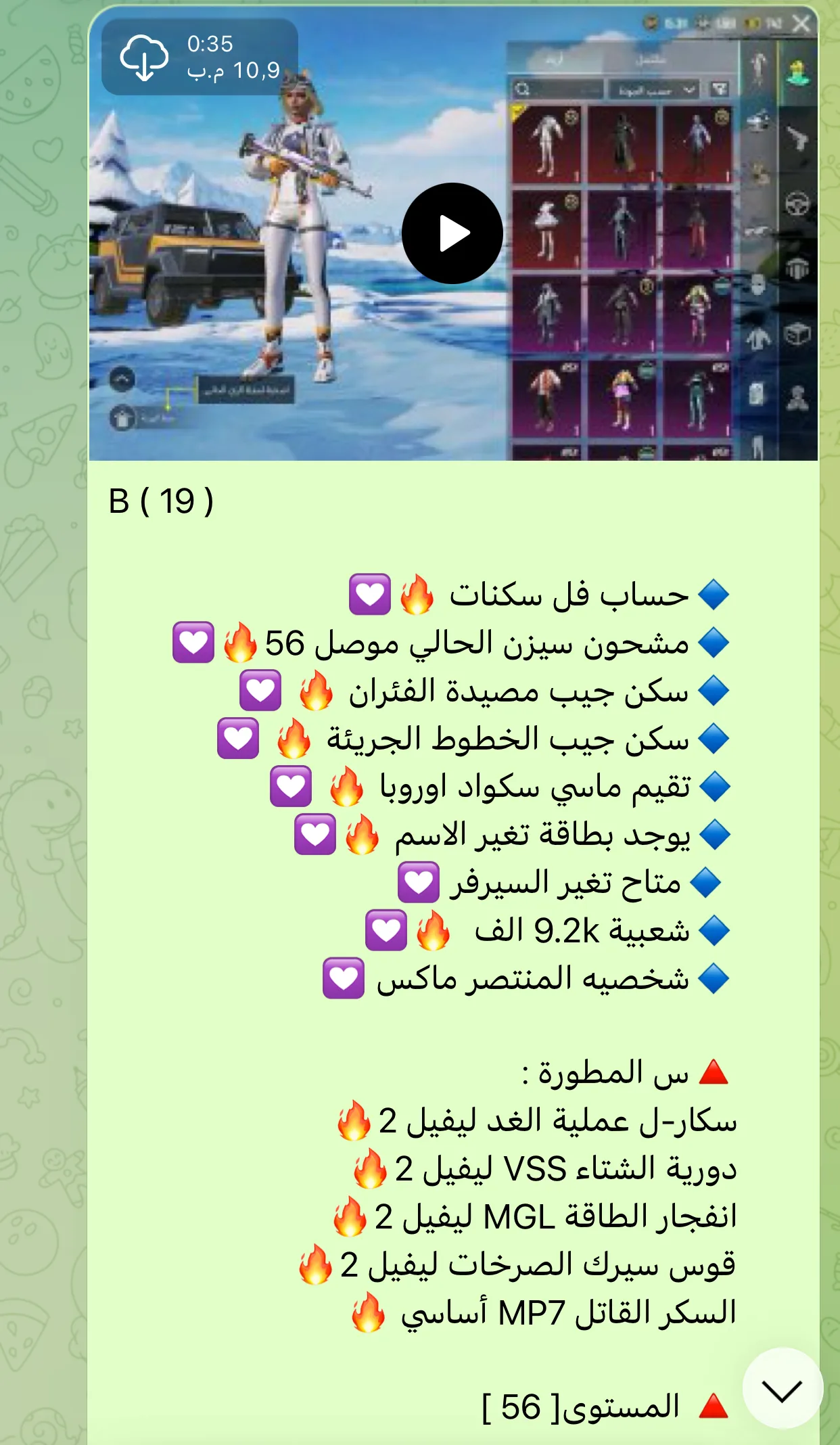 حساب ببجي عالمية B19